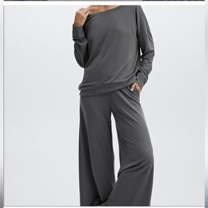 COPY - Fabletics Sleek Knit Wide Leg Grey Pant